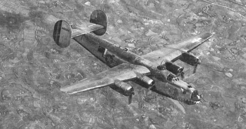 A B-24 Bomber flying over China during WW2.
