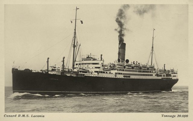 Cunard Line postcard of the RMS Laconia circa 1921.