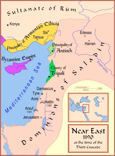 The Near East in 1190 during the Siege of Acre. MapMaster – CC-BY SA 4.0
