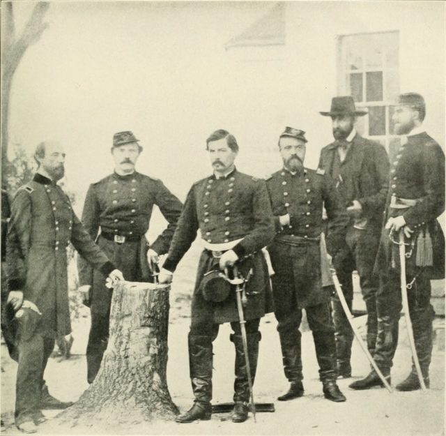 McClellan (center) with his staff.