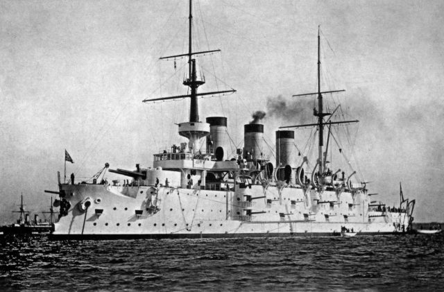 The Japanese ship Suwo, the flagship of the blockading fleet.