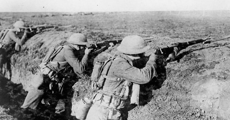 US Marines with the Springfield Rifle and bayonets in France.