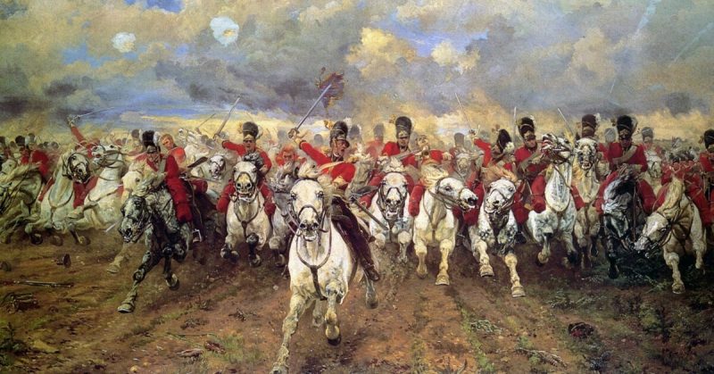 "Scotland Forever!" by Elizabeth Thompson, Lady Butler, 1881, depicts the terrifying charge of the Scots Greys at the Battle of Waterloo. 
