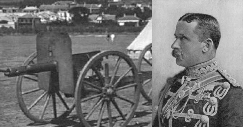 Left: Captured guns after the battle. Right: Major-General Sir John French