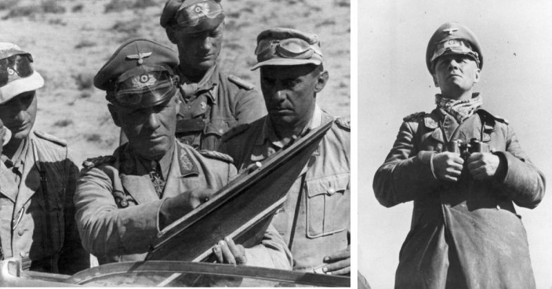 Left: Erwin Rommel, Fritz Bayerlein, and other German and Italian officers in North Africa, summer 1942. Photo: Bundesarchiv / Bild 101I-786-0327-19 / Otto / CC BY-SA 3.0. Right: German Field Marshal Erwin Rommel in North Africa, June 1942. Photo: Bundesarchiv, / Bild 146-1977-018-11A / Ernst Zwilling / CC BY-SA 3.0