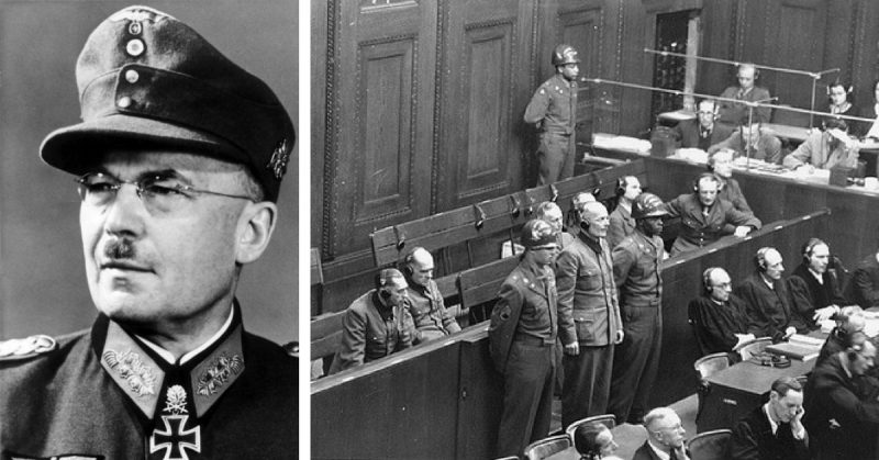 Left: Lothar Rendulic in 1945. Photo: Bundesarchiv, Bild 146-1995-027-32A / Krucker / CC-BY-SA 3.0. Right: General Lothar Rendulic is being sentenced to twenty years in prison by the Military Tribunal V during the Hostages Trial in Nuremberg