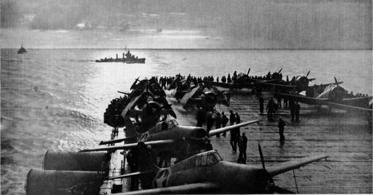 Aircraft on Ranger’s deck during Operation Torch