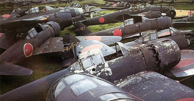 Mitsubishi A6M5 Model 52s abandoned by the Japanese at the end of the war (Atsugi naval air base) and captured by US forces.