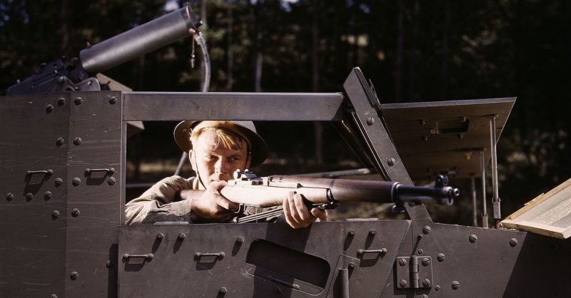 Halftrack infantryman with Garand rifle, 1942.