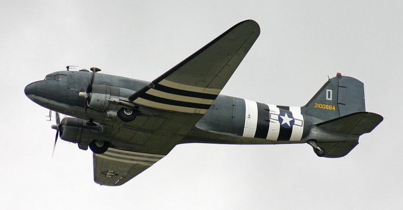 Douglas C-47A. <a href=https://commons.wikimedia.org/wiki/File:Douglas_C-47A_Dakota_2100884_(N147DC)_(6853740467).jpg>Photo Credit</a>