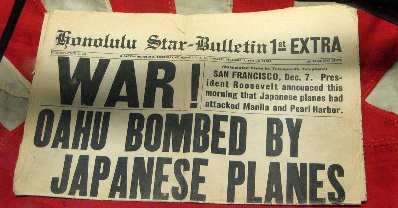 Honolulu Star-Bulletin - a daily newspaper based in Honolulu showing the news of the Japanese attack on  Manila and Pearl Harbor, 7 December 1941.