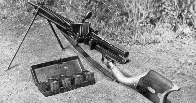 A Japanese Type 11 light machine gun and ammunition box.