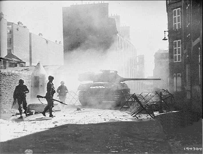 American tank at Brest, 1944