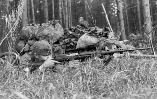 A German soldier firing a captured SVT-40. Photo: Bundesarchiv, Bild 101I-198-1394-18A / CC-BY-SA 3.0.