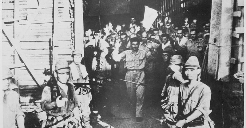 Surrender of American troops at Corregidor.