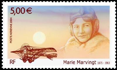A 2004 commemorative stamp of Marvingt. Photo: Garitan / CC BY-SA 3.0.