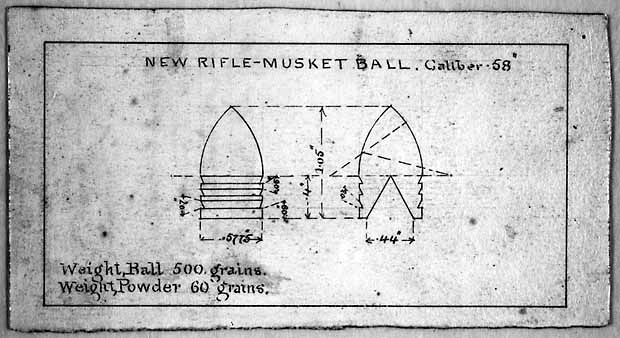 James H. Burton’s 1855 Minié ball design from the Harpers Ferry Armory.