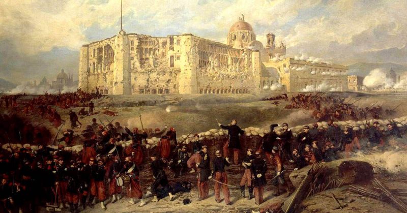 General Bazaine attacks the fort of San Xavier during the siege of Puebla, 29 March 1863.
