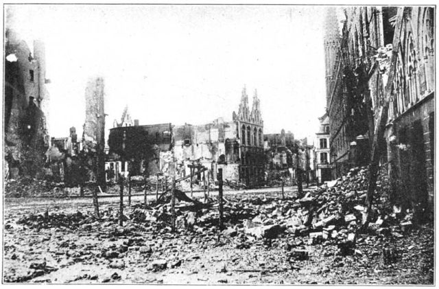 Ruins of Ypres market square.