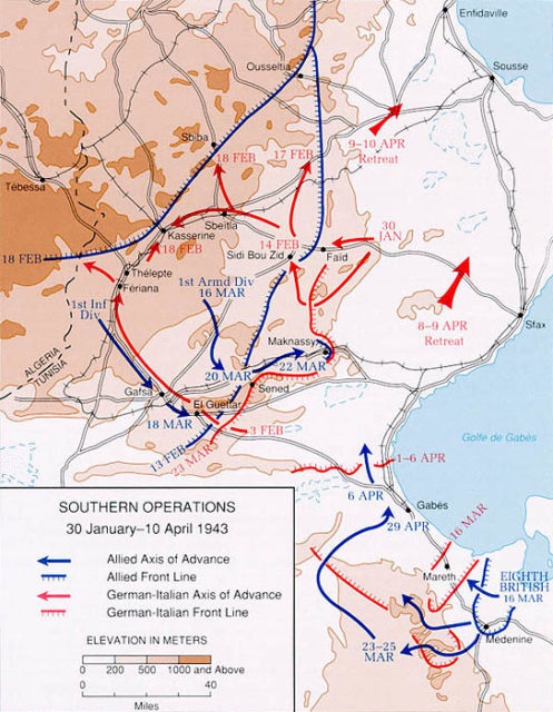 8th Army operations, 30 January to 10 April 1943.