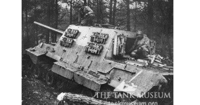 Photographs taken on the 6th April 1945 show Major Russel L. Smith and Technician 5th Grade Charles Wharton examining the Jagdtiger.