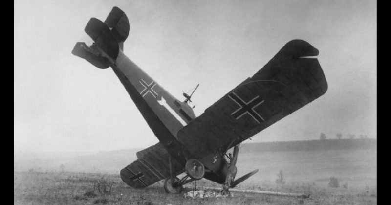 A German Hannover CL III shot down in Argonne, France in October 1918 by American machine gunners. 