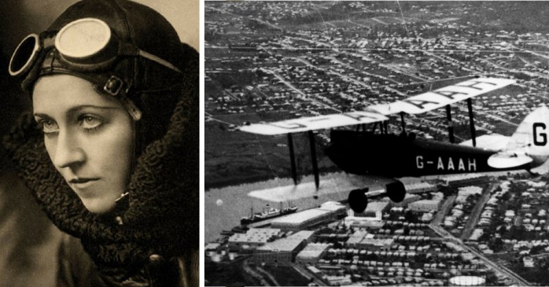 Left: Amy Johnson c. 1930. Right: Amy Johnson's Gipsy Moth (G-AAAH 