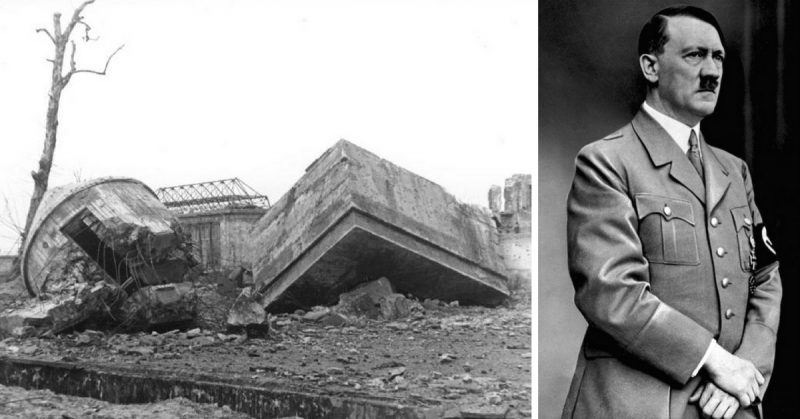 Left: The ruined Führerbunker complex, where Hitler spent his last days in Berlin. <a href=