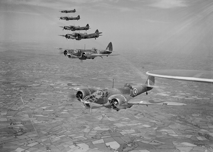 Bristol Blenheim Mk IVFs of No. 254 Squadron RAF flying from Aldergrove in Northern Ireland, May 1941.