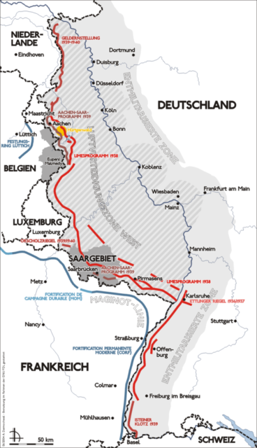 Map of the Siegfried line. Photo: Sansculotte / CC BY-SA 3.0.