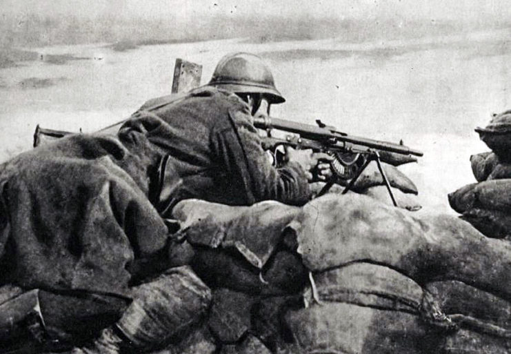 Belgian soldier at the front line, 1918.