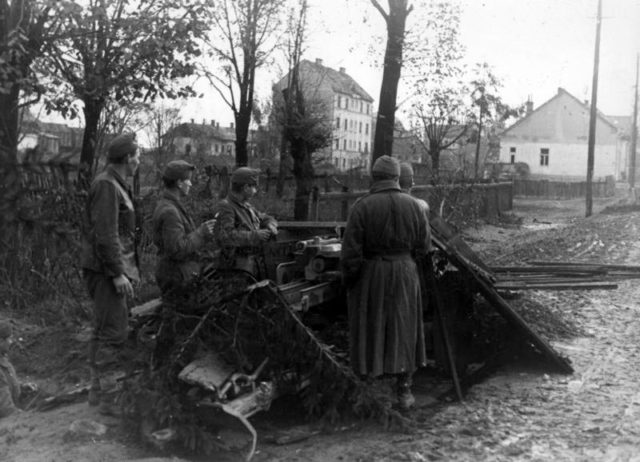 Hungarian soldiers manning an anti-tank gun in a Budapest suburb. Bundesarchiv – CC-BY-SA 3.0