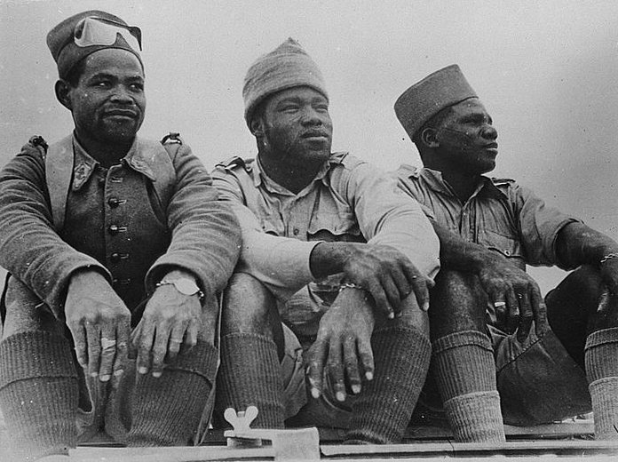 Three members of the Free French foreign legion, North Africa, c. 1942.