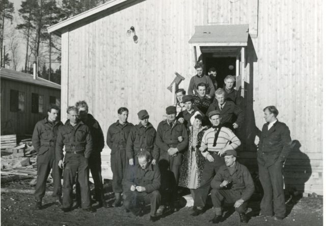 Norwegian refugees in Sweden going through military training.