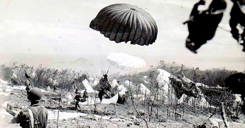 The 503rd Parachute Regiment descend on Corregidor. 