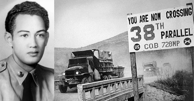 Left: Herbert K. Pililaau. Right: Soldiers Crossing the 38th Parallel 