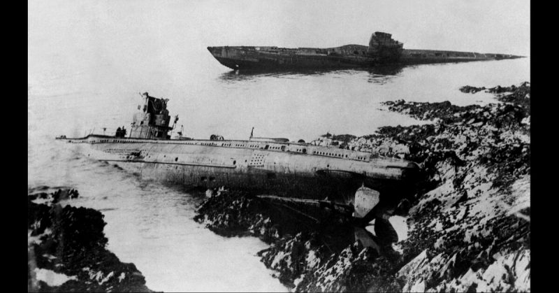 German WW1 U-Boats beached at Falmouth, UK. 
