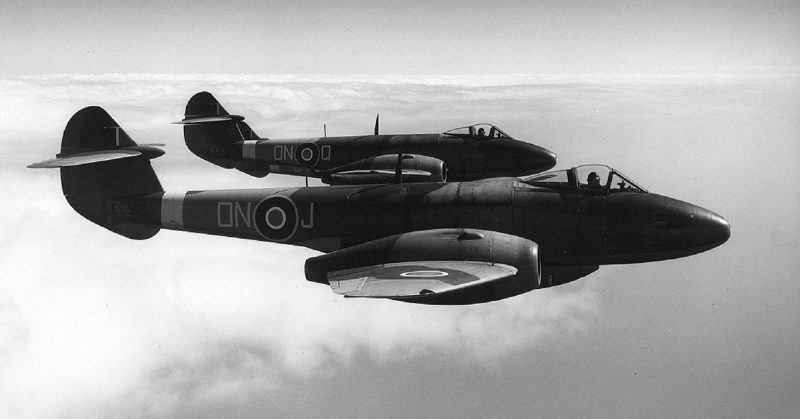 Meteor F.3s with original short engine nacelles.