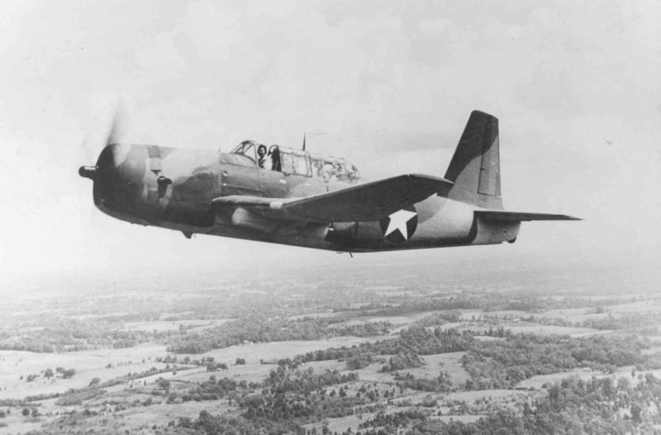 Vultee A-35 in flight.