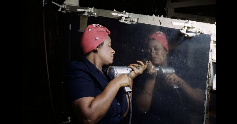 Nashville, Tennessee, 1943 - A woman works on a Vengeance Bomber in the factory. 