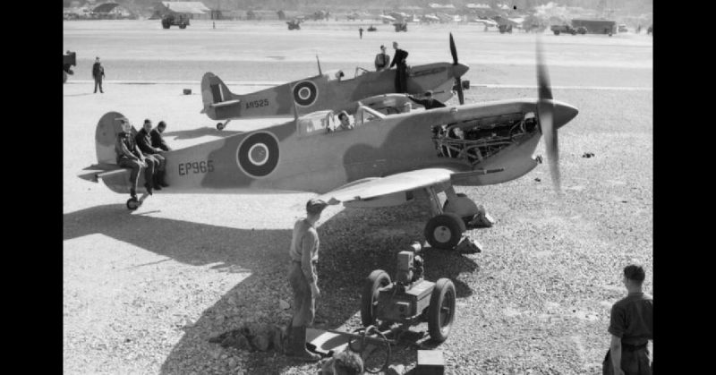 Supermarine Spitfires being assembled for use over the North African front. 