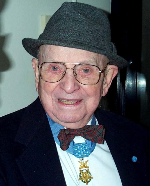 Nicholas Oresko after receiving the Medal of Honor in 2001.