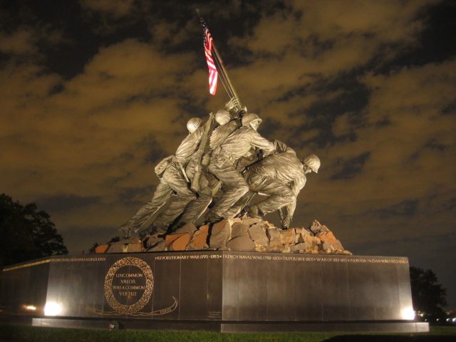 The U.S. Marine Corps War Memorial in Arlington, Virginia.