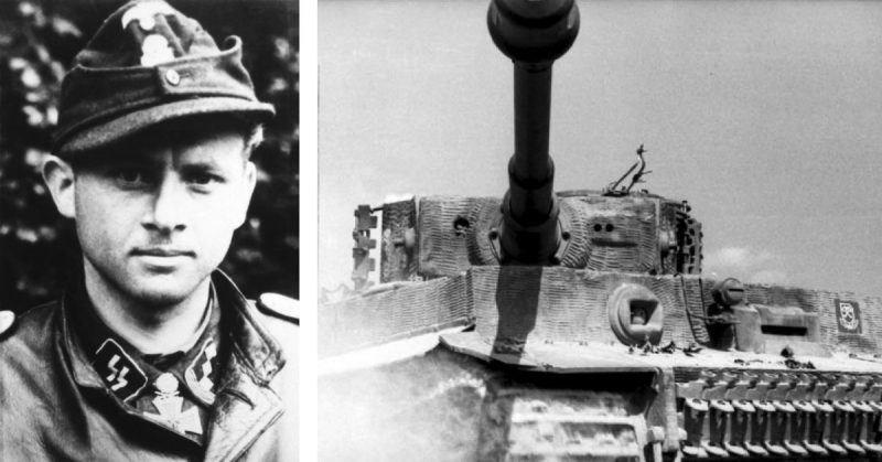 Left: Michael Wittmann. Photo: Bundesarchiv, Bild 146-1983-108-29 / Woscidlo, Wilfried / CC-BY-SA 3.0. Right: Tiger I tank. Photo: Bundesarchiv, Bild 101I-299-1805-10 / Scheck / CC-BY-SA 3.0.