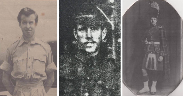 Relatives of director Emma Pierce, from left to right: Roger Pierce, RAF, Albert Skinner and Hugh Peebles Gordon Highlanders, KFRE.