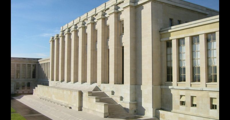 The Palais des Nations, the main building of the United Nations Office at Geneva. 