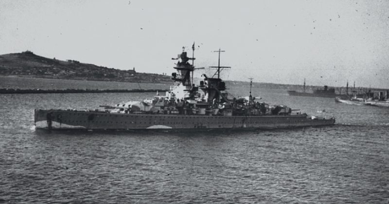 German heavy cruiser Admiral Graf Spee in Montevideo harbor following the Battle of the River Plate in December 1939.