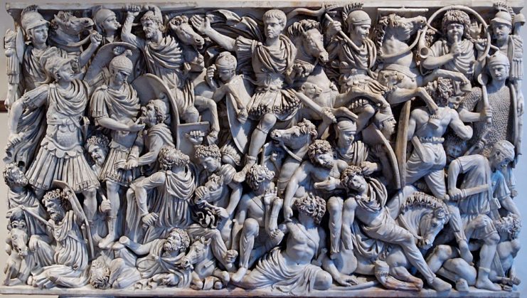 An ancient Roman battle – from the carved side of a sarcophagus