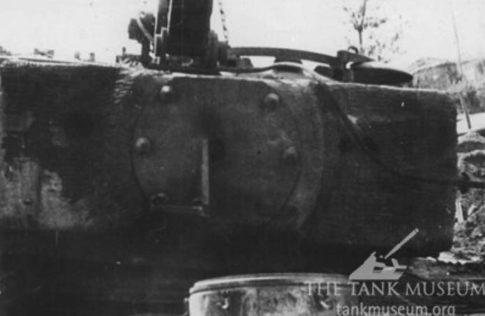 The 88mm gun has been removed and the mantlet covered.
