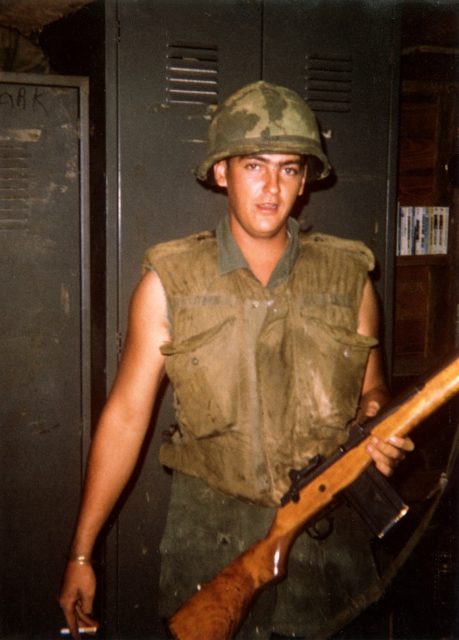 Bogg is pictured shortly after his arrival in Vietnam in the summer of 1969. Bogg was assigned to his brother’s unit and given his equipment when his brother returned to the states. Courtesy of Ron Bogg.